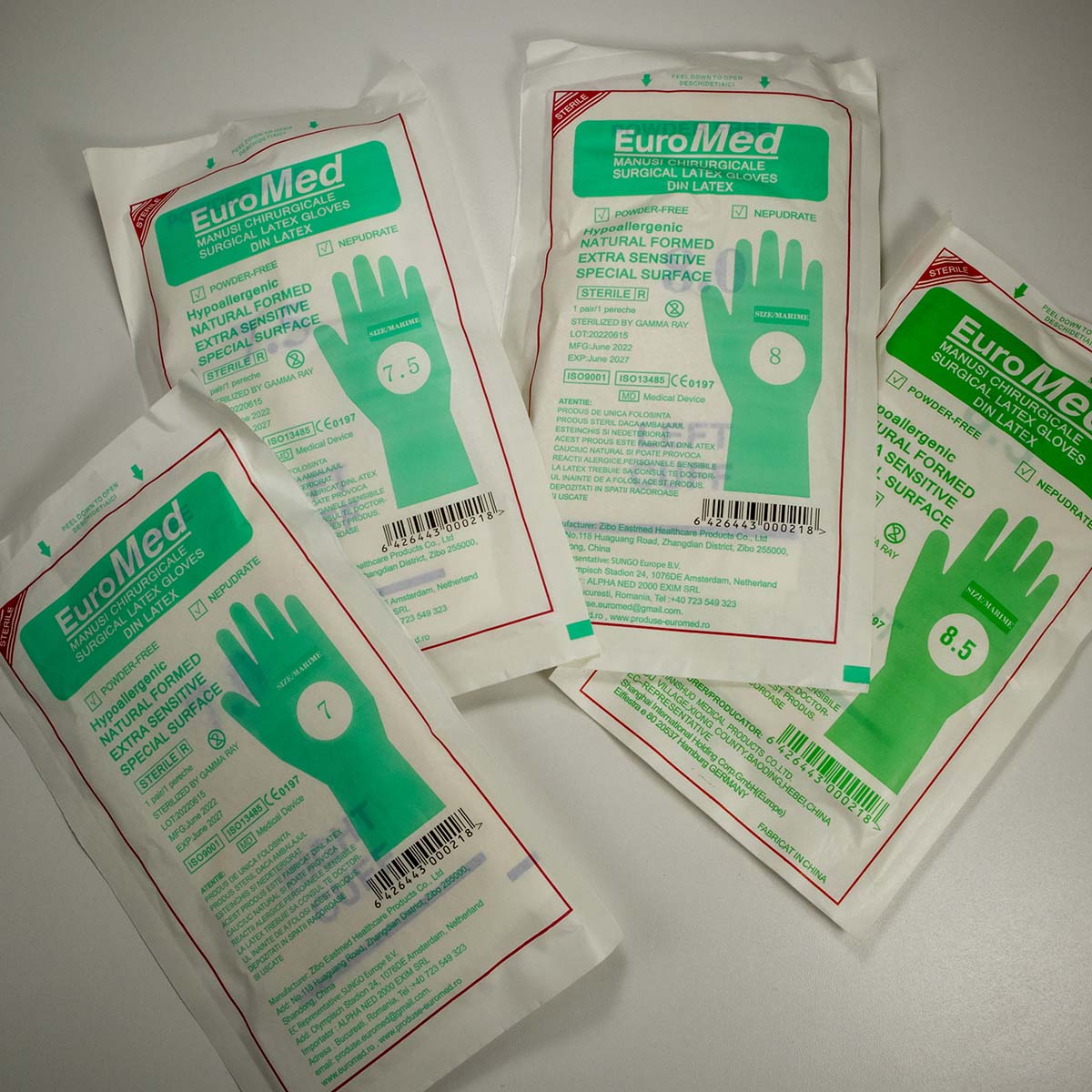 Manusi chirurgicale nepudrate din latex, sterile, marimi 6,5 - 7 - 7,5 - 8 - 8,5